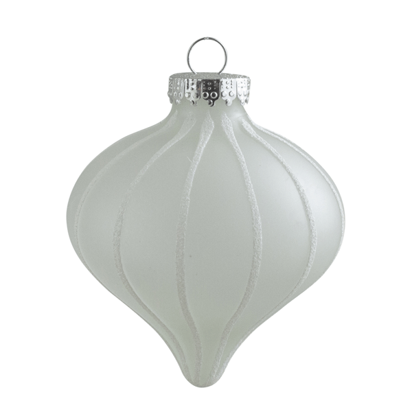 Northlight 3ct. Matte Frosted Glitter Stripes Onion Ornaments