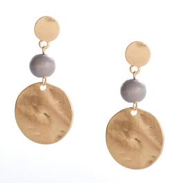 Ashley Cooper&#40;tm&#41; Worn Gold-Tone & Grey Wooden Ball Drop Earrings