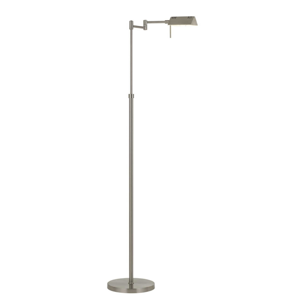 HomeRoots 61in. Nickel Adjustable Swing Arm Floor Lamp