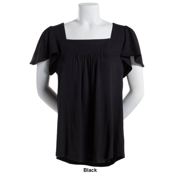 Plus Size Preswick &amp; Moore Flutter Sleeve Square Neck Tee