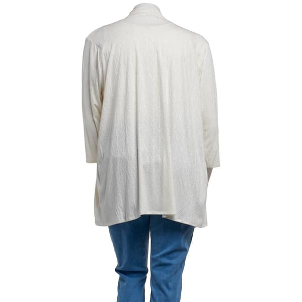 Plus Size Notations 3/4 Sleeve Solid Diamond Knit Cardigan