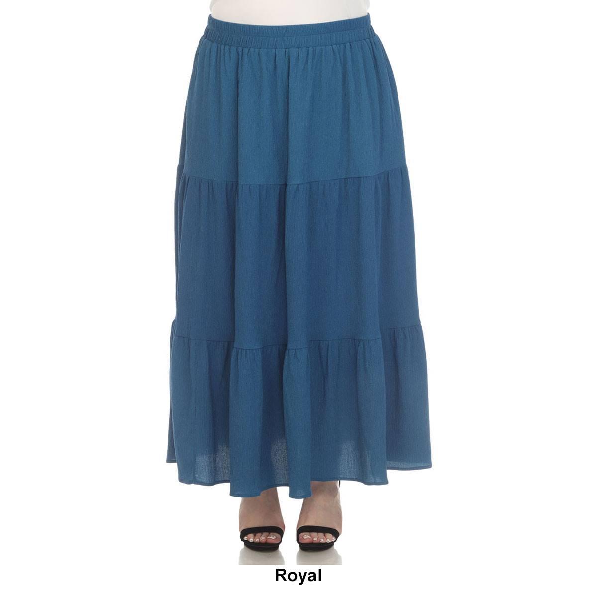 Plus Size White Mark Pleated Tiered Maxi Skirt