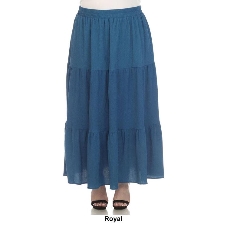 Plus Size White Mark Pleated Tiered Maxi Skirt
