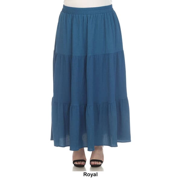 Plus Size White Mark Pleated Tiered Maxi Skirt