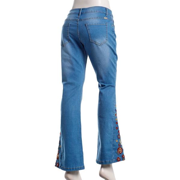 Womens Angels of Difference Floral Embroidery Midrise Jeans