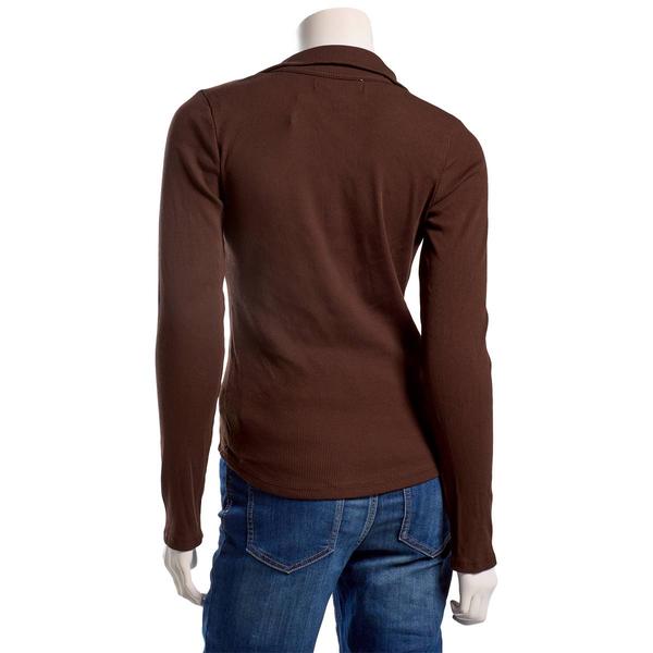 Juniors Wallflower Long Sleeve Manchester Henley Top- Coffee