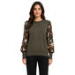 Petites Zac & Rachel Print Chiffon Slv W/Solid Sweater Body - image 1