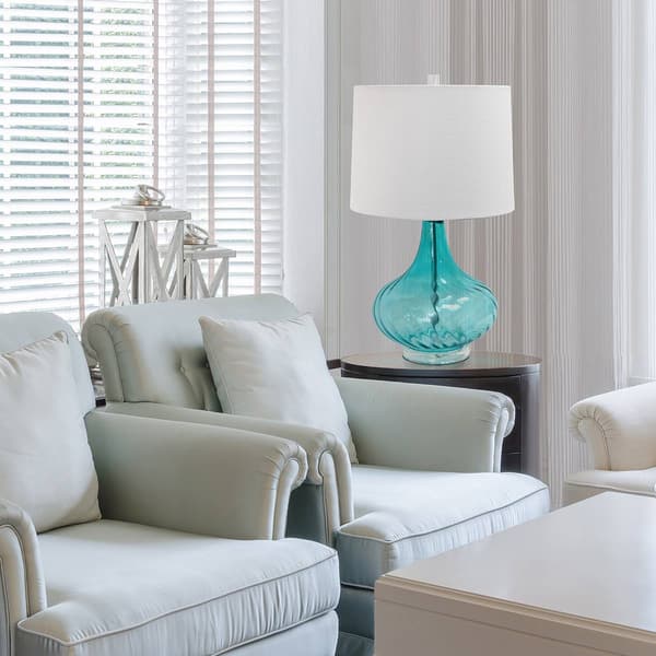 Elegant Designs Glass Table Lamp w/Fabric Shade