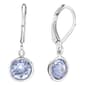 Athra Silver Plated 6mm Round Blue Bezel Leverback Earrings - image 1