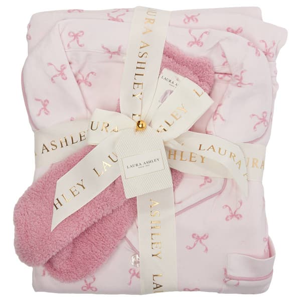 Womens Laura Ashley&#174; Folded Romantic Bow Pajama Set with Socks