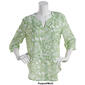 Womens Preswick & Moore Elbow Sleeve Leafy Print Button Front Top - image 3