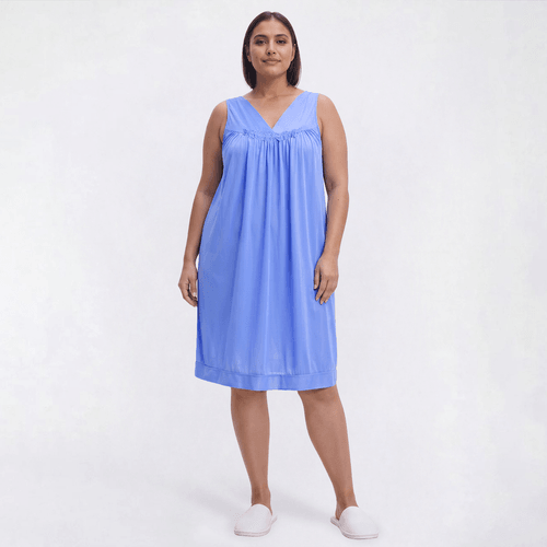 Plus Size Exquisite Form Sleeveless Solid Short Nightgown - image 