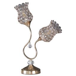 HomeRoots 19in. Gold Two-Light Bedside Table Lamp