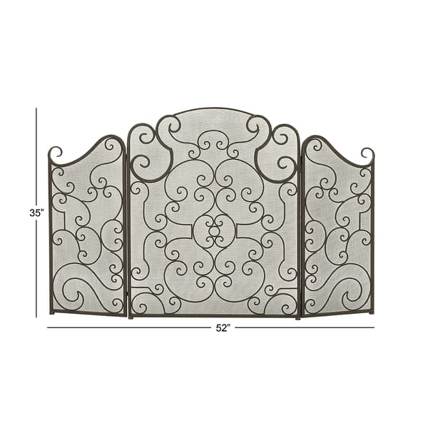 9th & Pike&#174; Black Metal Fireplace Screen