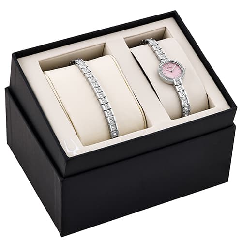 Womens Bulova Pink Mother of Pearl Crystal Watch - 96X131