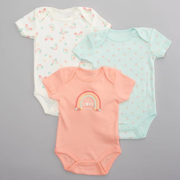 Baby Girl (NB-9M) baby views(R) 3pk. Love Rainbow Bodysuits - image 