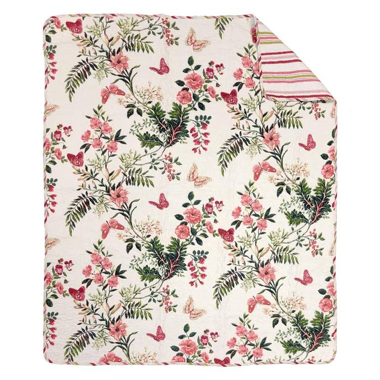 Greenland Home Fashions™ Floral & Stripe Reversible Quilted Throw