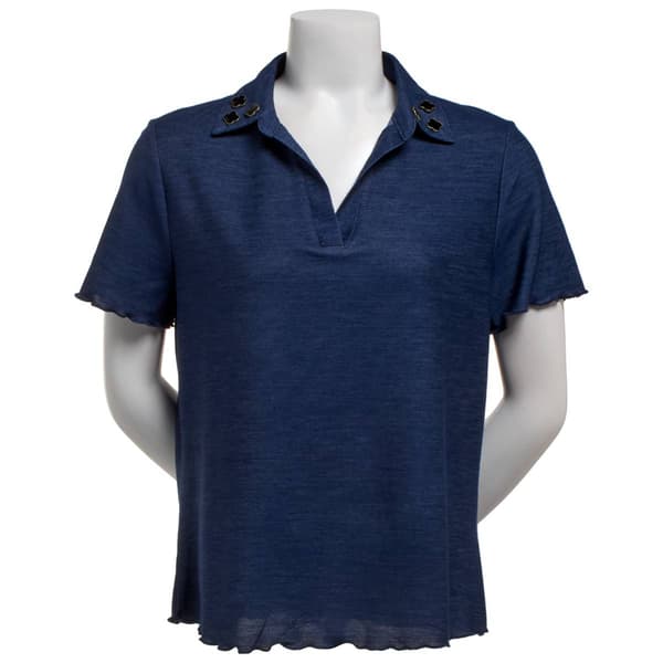 Womens Love Scarlett Short Sleeve Split Neck Ruffle Hem Blouse