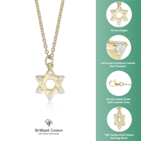 Brilliant Grown Lab-Grown Diamond Star of David Pendant Necklace