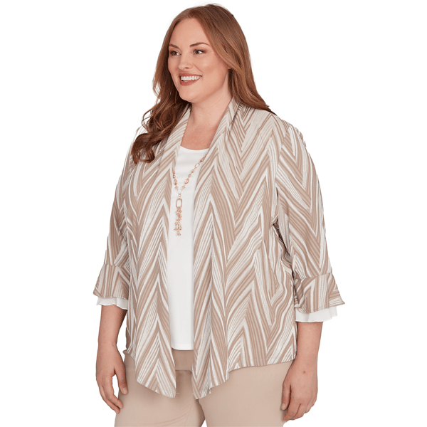 Plus Size Alfred Dunner Urban Legend Chevron Two In One Blouse