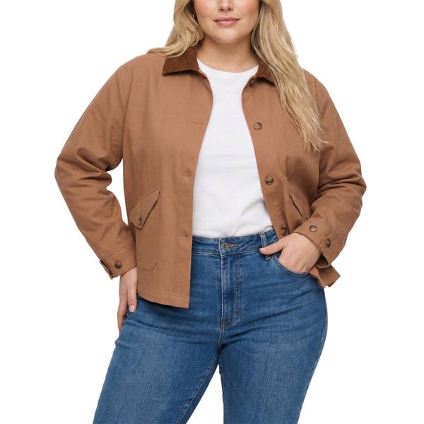 Plus Size NY Collection Long Sleeve Twill W/Cord Collar Bf Jacket