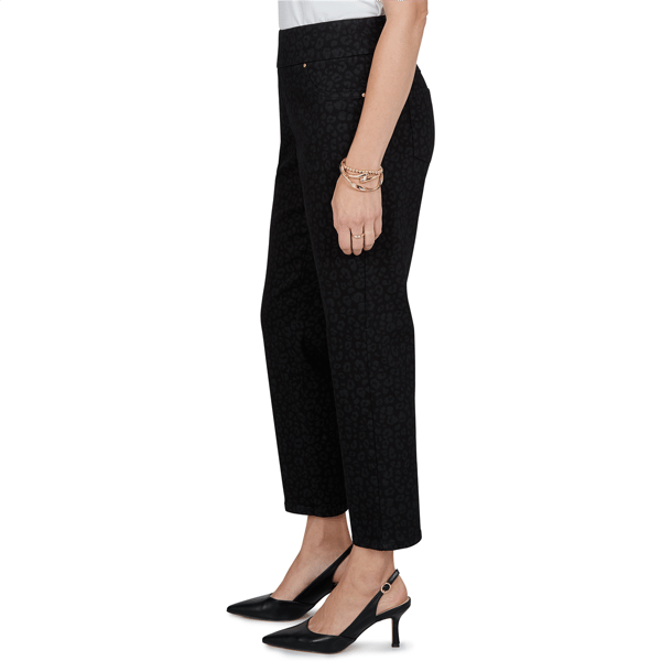 Womens Ruby Rd. Mysterious Romance Leopard Pull On Denim Pants