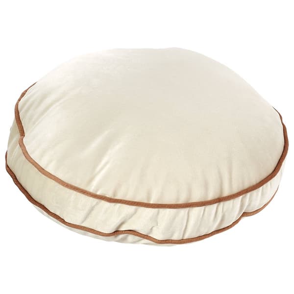 Velvet w/ Contrasting Piping Round Decorative Pillow - image 