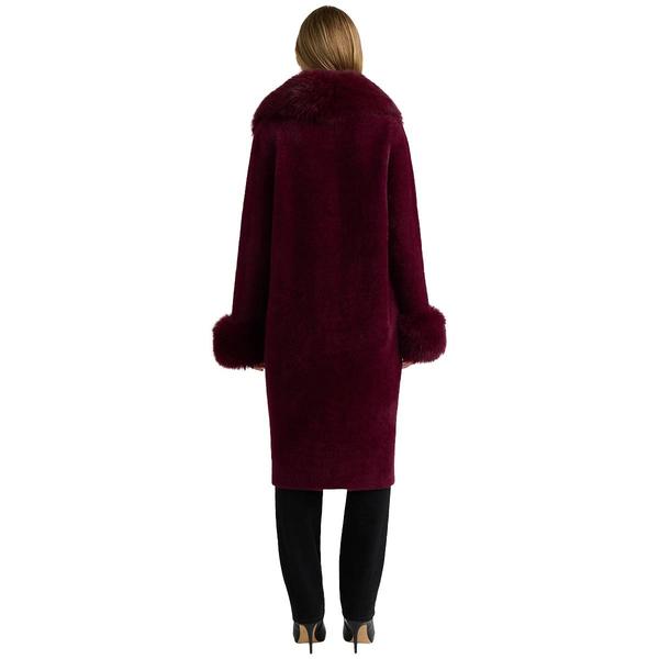 Womens NVLT Removable Faux Fur Collar & Cuffs Longline Coatigan