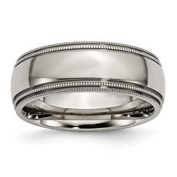 Mens Endless Affection(tm) 8mm Titanium Grooved & Beaded Edge Band