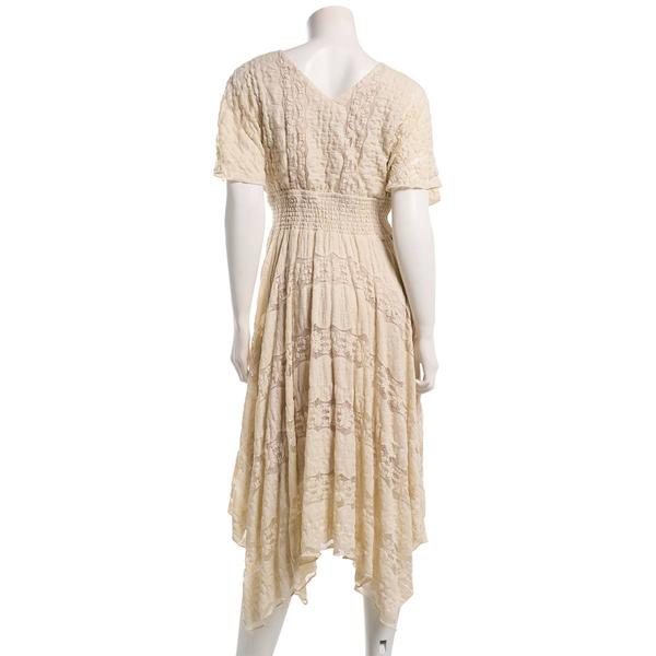 Womens Rabbit Rabbit Rabbit Hanky Hem Gauze Lace Midi Dress