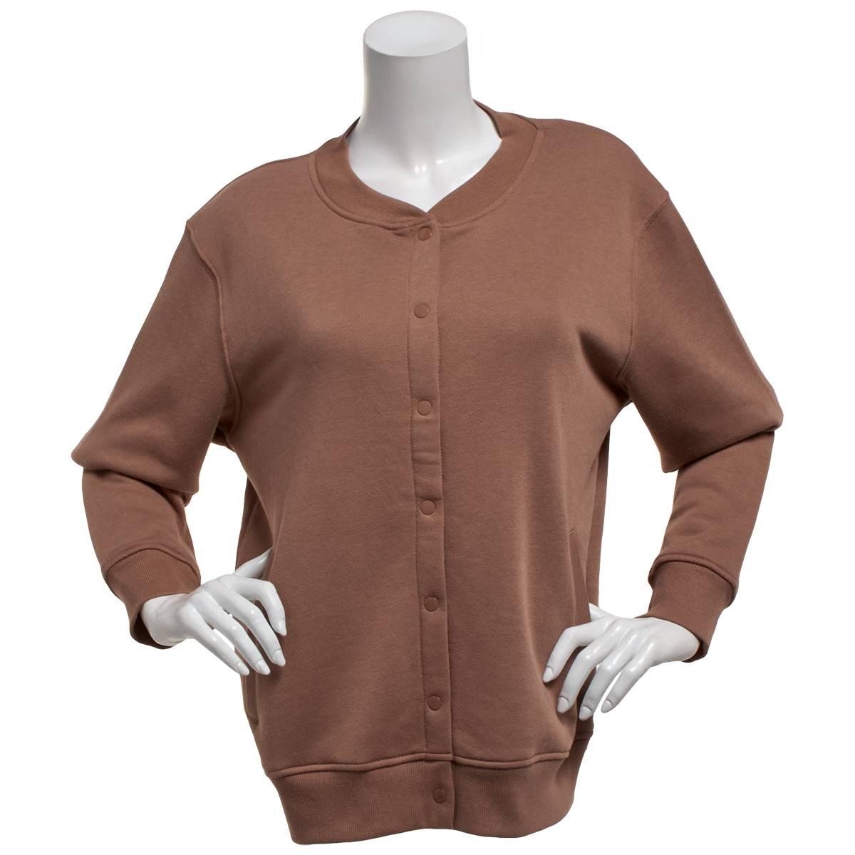 Petite Hasting & Smith Long Sleeve Fleece Baseball Cardigan