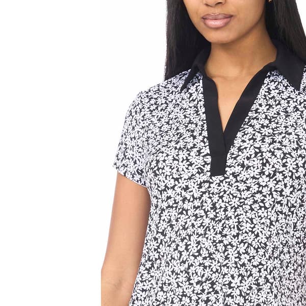 Womens MSK Short Sleeve Collared Floral Shift Dress