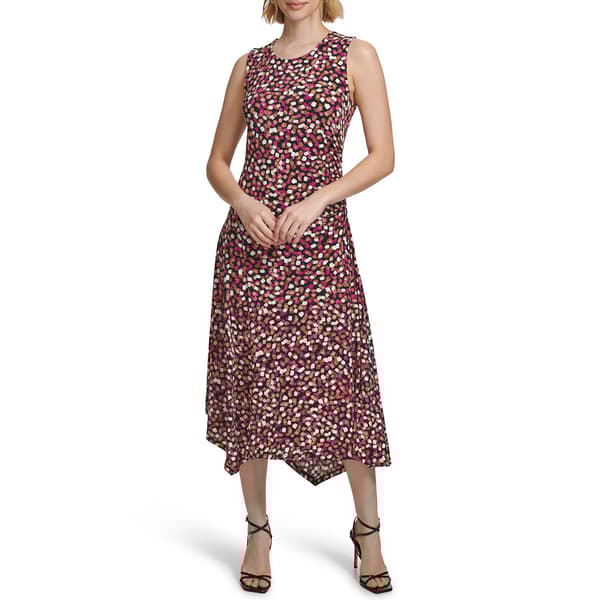 Womens Calvin Klein Sleeveless Textured Chicklet Print Dress