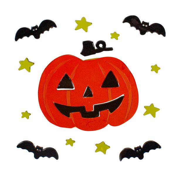 Northlight Seasonal Bats and Pumpkin Halloween Gel Window Clings - image 