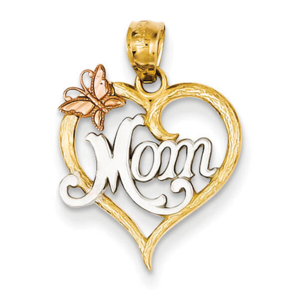 Gold Classics&#40;tm&#41; 14kt. Rhodium Mom Heart Pendant - image 