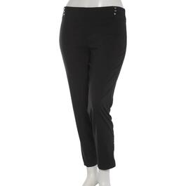 Womens Zac &amp; Rachel Pull on Solid Ribbed Sides Ankle Pants