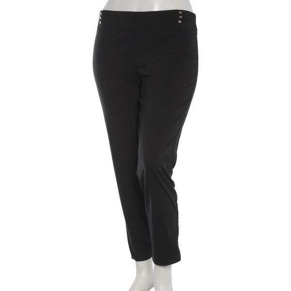 Womens Zac &amp; Rachel Pull on Solid Ribbed Sides Ankle Pants - image 