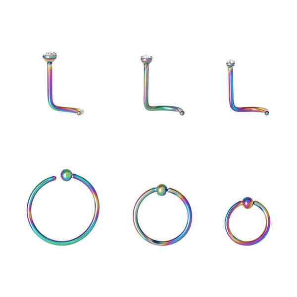 20 Gauge Stainless Steel 6pc. Nose Ring Set