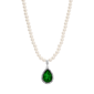 1928 15in. Green Teardrop Faux Pearl Pendant - image 1