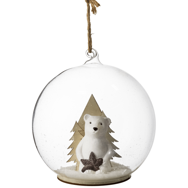 Northlight Polar Bear in Snow Glass Globe Christmas Ornament