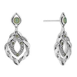 Marsala Silver Plated Marcasite & Opal Crystal Post Earrings