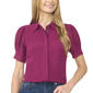Womens Cece Puff Crochet Sleeve Scallop Edges Button Down - image 1