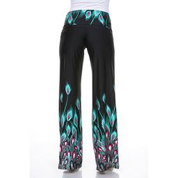 Womens White Mark Peacock Print Palazzo Pants - Turquoise/Aqua