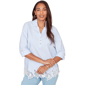 Womens Ruby Rd. French Riviera Coastal Stripe Lace Hem Blouse - image 1