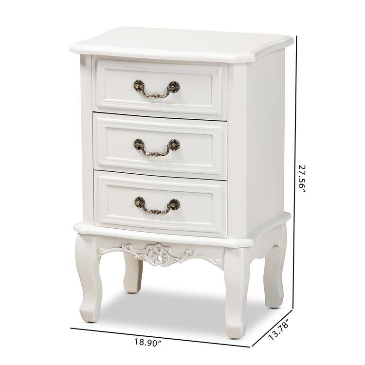 Baxton Studio Gabrielle Traditional French Country 3 Drawer Night