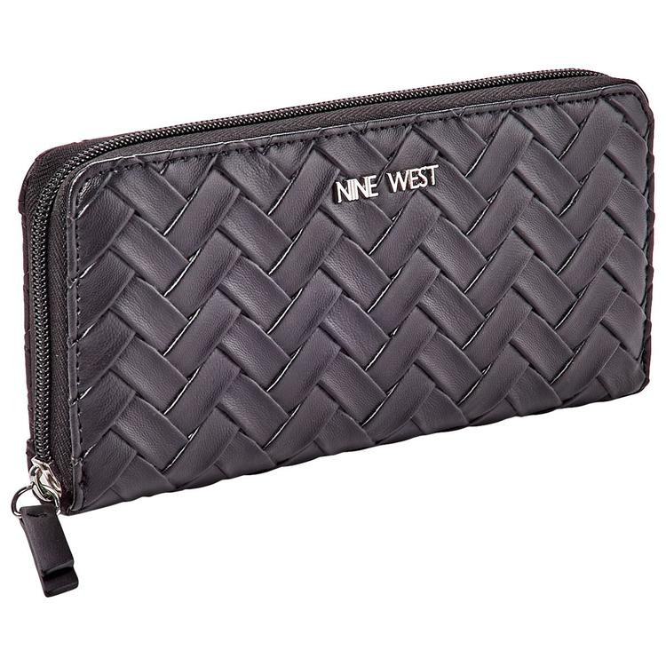 Womens Nine West Norah Woven Zip-Around Clutch Wallet