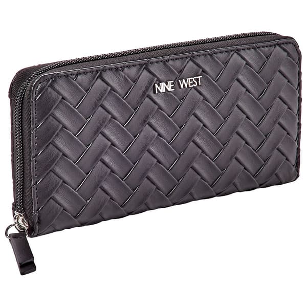Womens Nine West Norah Woven Zip-Around Clutch Wallet