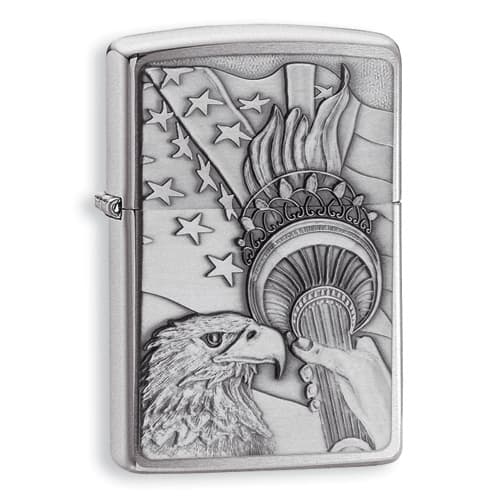 Zippo Something Patriotic Emblem Chrome Lighter - image 