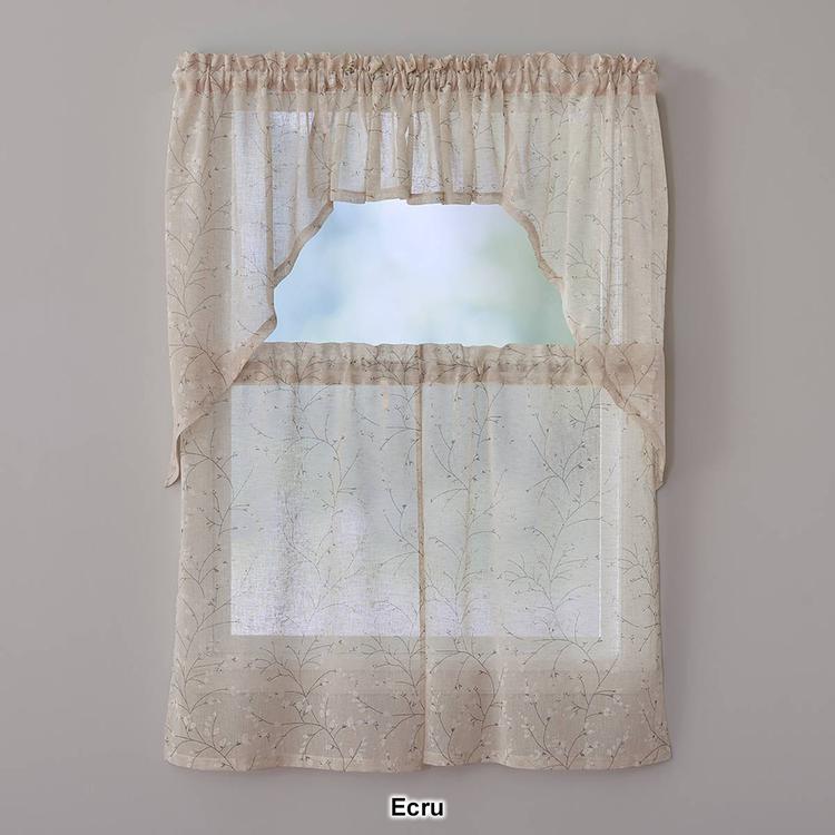 Willow Floral Print Tier Kitchen Curtain - 56x36