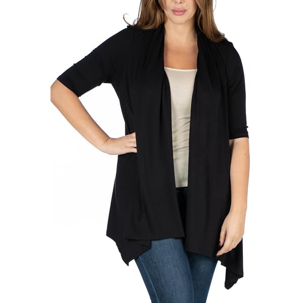 Plus Size 24/7 Comfort Apparel Elbow Sleeve Cardigan